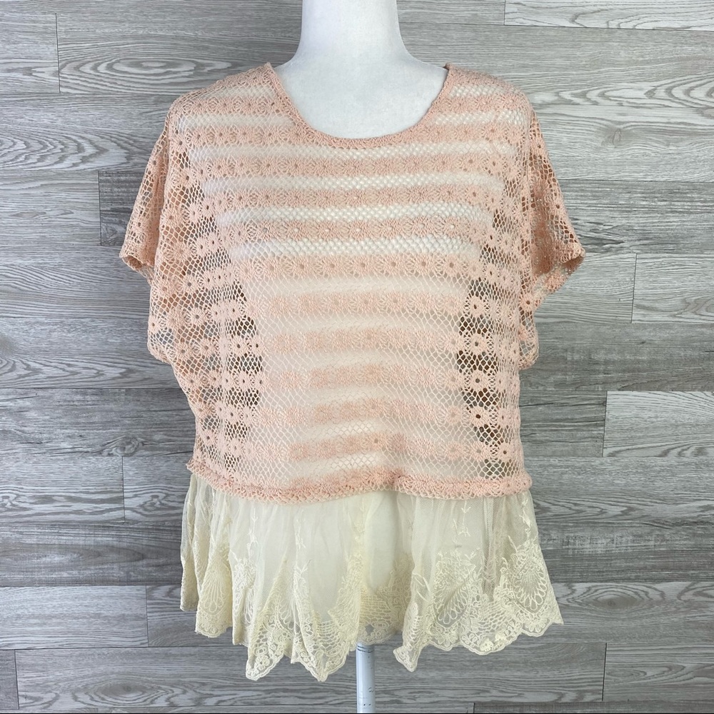California Moonrise Crocheted MESH TRIM Blouse